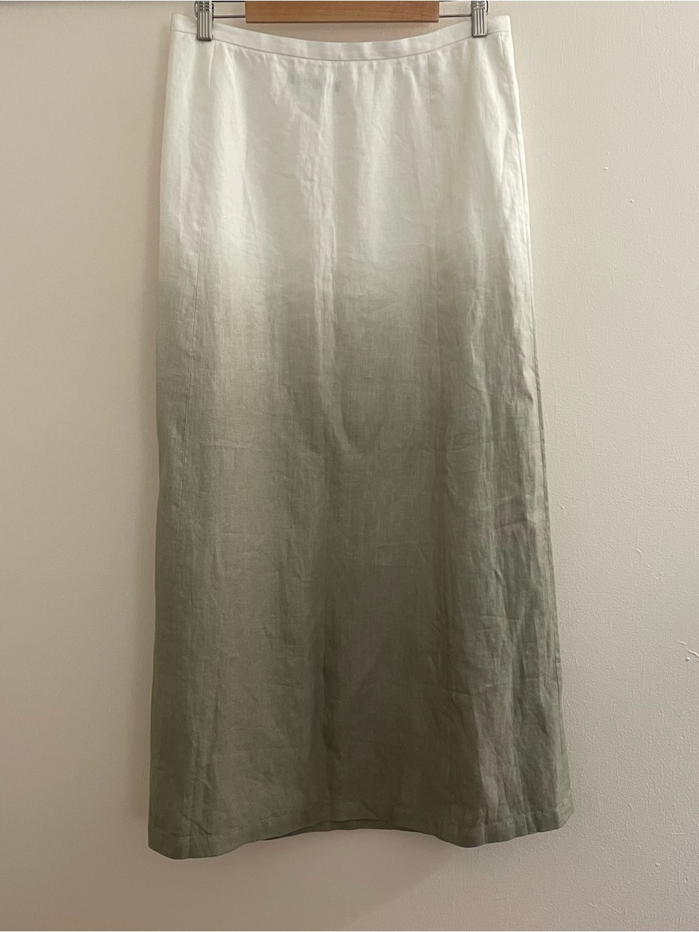 Lafayette 148 Size 12 Linen Ombre Maxi Skirt Gray White 100% Linen